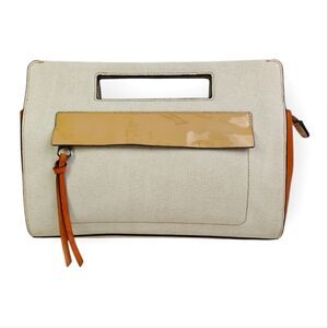 COACH BEIGE textured SAFFIANO genuine leather clutch handbag purse bag